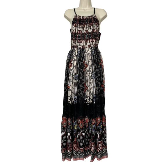 Anthropologie Bhanuni by Jyoti Tiered Maxi Dress in Black Print Size 2 - Picture 7 of 16
